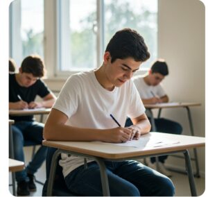 اضطراب امتحان در نوجوانان-راهکارهای عملی برای والدین 4 نوجوان در حال پاسخ به سوالات امتحان با آرامش