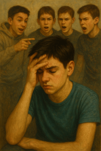 نوجوان برای تصمیم گیری تحت فشار همسالانش است.