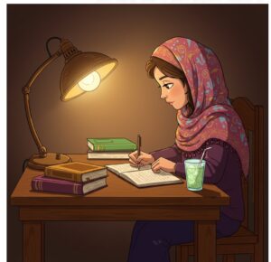 نوجوان استرس امتحان دارد.